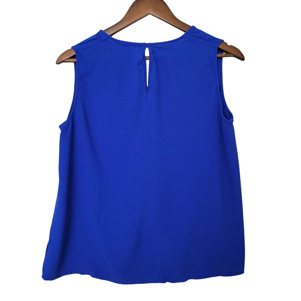 Madewell Sleeveless V-Neck Top Womens Size M Blue High-Low Hem Style G5415 - Picture 2 of 7